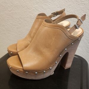 Jessica Simpson Tan Mule Style Heels, 6.5